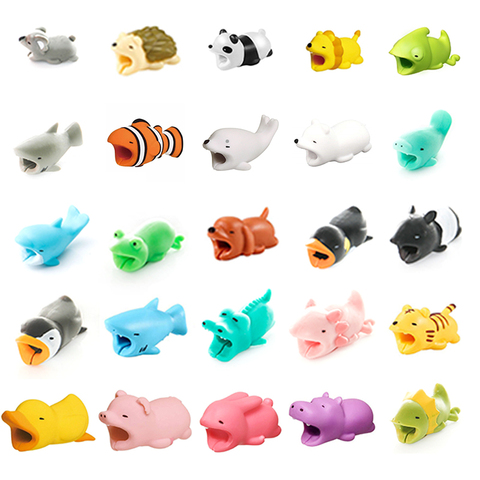 Ype-c USB Lightning Cable Bite Cellphone Decor Animal Protector Organizer Charger Wire Head Winder For Iphone 12 Huawei Xiaomi ► Photo 1/6