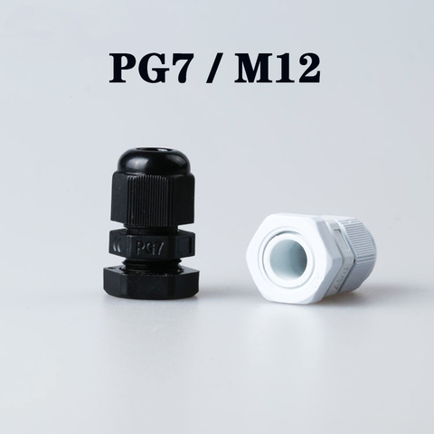 Plastic Cable Gland 5-20pcs High Quality IP68 PG7 M12 3-6.5MM Waterproof Nylon Cable Gland with Waterproof Gasket cable sleeve ► Photo 1/3