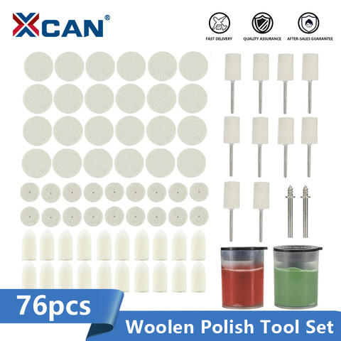 XCAN 76pcs Woolen Polish Wheel Bit Soft Felt Polishing Buffing Wheel Mixed Accessory for Dremel Rotary Tool ► Photo 1/6