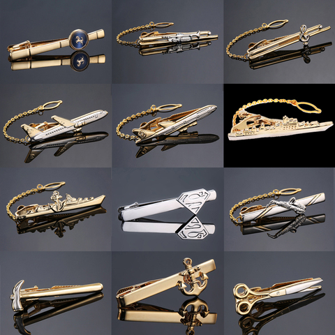 fashion Metal Men Tie Clip Gentlemen Classy Necktie Tie Bar Clasp Clip Pin Dolphin Hammer aircraft Ship Wedding Tie Men Jewelry ► Photo 1/5