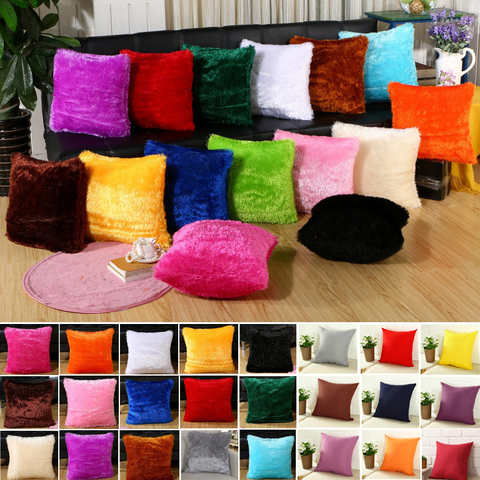 Cushion Cover Plush Velvet Fur Fluffy Sofa Soft Cushion Cover Throw Pillow Case Nordic Home Decoration Pillow Cover 40*40cm ► Photo 1/6