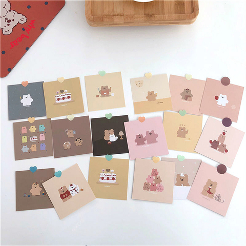 9pcs Korean Cute Cartoon strawberry Bear small Decoration Greeting Cards Handbook Album Room Wall Sticker Photo Props Stationery ► Photo 1/5