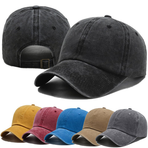 New Unisex Cap Plain Color Washed Cotton Baseball Cap Men & Women Casual Adjustable Outdoor Trucker Snapback Hats Dropshipping ► Photo 1/6