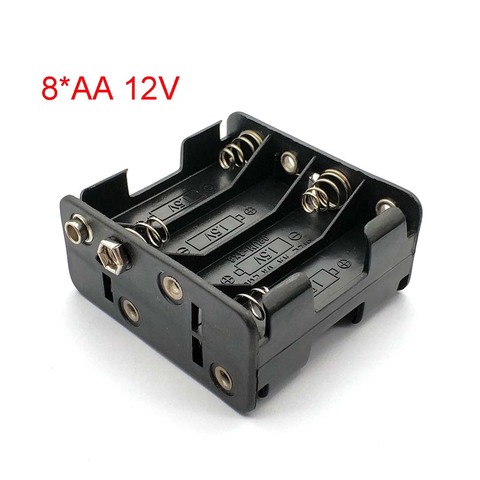 8AA 12V Battery Clip Slot Storage Holder Box Case 8*AA Batteries Stack With 9V Snap Connector ► Photo 1/5