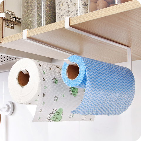 New Iron Kitchen Roll Paper Towel Holder Toilet Paper Holder Tissue Storage Rack Cabinet Hanging Shelf Kitchen Organizer ► Photo 1/6