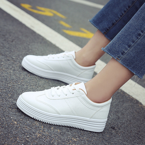 2022 White Shoes Women Sneakers Casual Women Flats Brand Sneakers Female Footwear Thick Sole Height Increasing Shoes 3cm YX1526 ► Photo 1/6