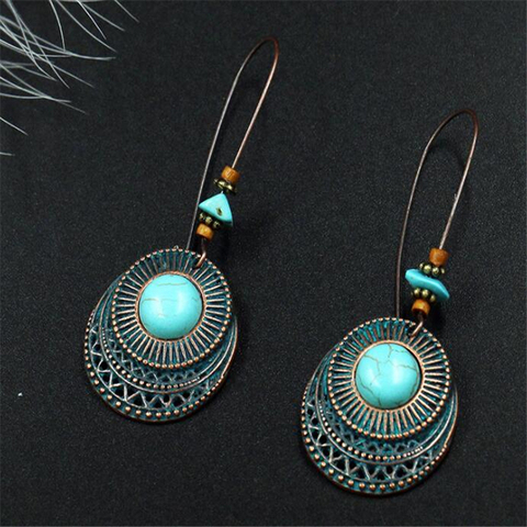 Indian Personality Dangle Drop Earrings Natural Stone Boho Ethnic Vintage Hanging Earrings 2022 For Women Earrings Jewelry ► Photo 1/6