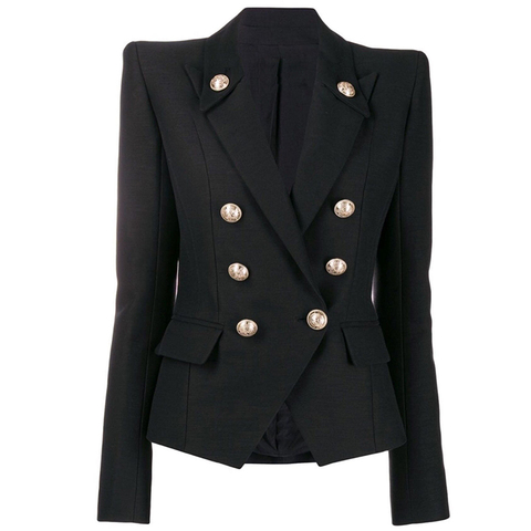 HIGH STREET 2022 Star Style Designer Blazer Women's Double Breasted Classic Metal Lion Buttons Blazer Jacket ► Photo 1/6