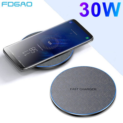 30W Qi Wireless Charger for iPhone 12 Mini 11 XS XR X 8 Airpods Pro Type C Induction Fast Charging Pad For Samsung Xiaomi Huawei ► Photo 1/6