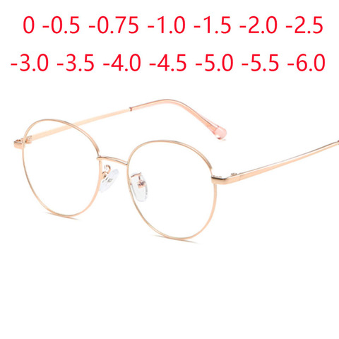 Metal Round Glasses Women Prescription Anti-blue light Myopia Optical Photochromic Eyewear 0 -0.5 -1.0 -1.5 -2.0 To -6.0 ► Photo 1/6