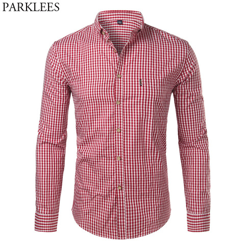 Mens Plaid Cotton Casual Slim Fit Long Sleeve Button Down Dress Shirts 2022 Fashion Men Work Business Brand Shirt Chemise Homme ► Photo 1/6