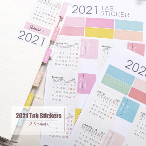 MyPretties 2 Sheets/Set 2022 Calendar Tab Stickers Functional Planner Stickers Monthly Schedule Mark Agenda Stationery Stickers ► Photo 1/5