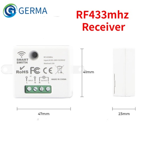 GERMA Mini Wireless Smart Switch Light Electrical 433MHZ RF Relay Receiver Home Led Lamp ON/OFF 220V ► Photo 1/6