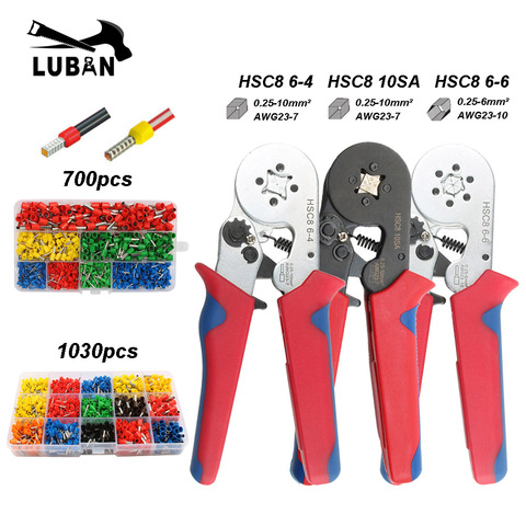 Tubular terminal crimping tools mini electrical pliers HSC8 10SA/6-4 0.25-10mm2 23-7AWG 6-6A 0.25-6mm2 high precision clamp set ► Photo 1/5