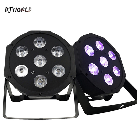 2pcs DJworld LED Flat Wash Par 7x18W RGBWA+UV 6IN1 Lighting DMX512 Wash Spotlight Stage Effect Light  For DJ Disco Bar Party ► Photo 1/6