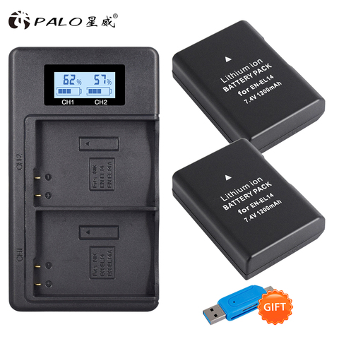 2Pcs EN-EL14 EN-EL14a ENEL14 EN EL14 EL14a Battery + LCD Dual Charger for Nikon D3100 D3200 D3300 D5100 D5200 D5300 P7000 P7800 ► Photo 1/6