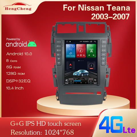 For Nissan Teana J31 2003-2007 230jk JM car intelligent multimedia player radio GPS navigation 10.4 