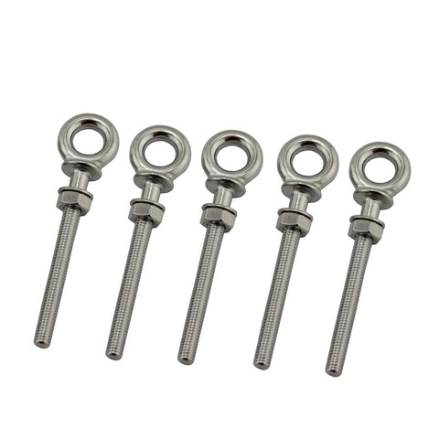 5PCS 316 Stainless Steel HX Long Shoulder Lifting Eye Bolt With Nut M6 M8 M10 For Wire Rope Lifting ► Photo 1/6