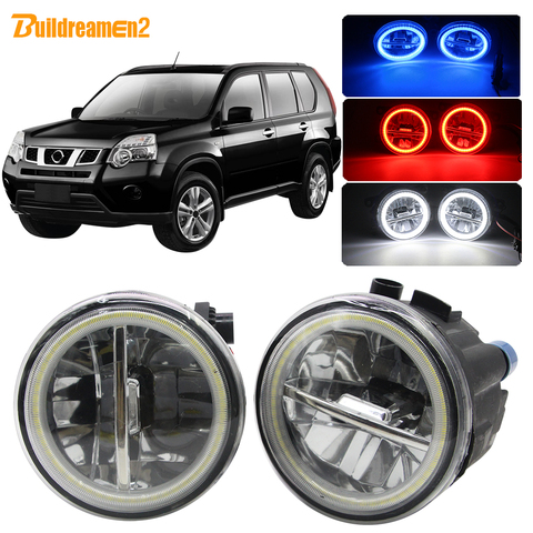 Buildreamen2 For Nissan X-Trail T31 2007-2013 Car H11 LED Bulb Fog Light Kit 4000LM Angel Eye Halo Ring Daytime Running Lamp 12V ► Photo 1/6