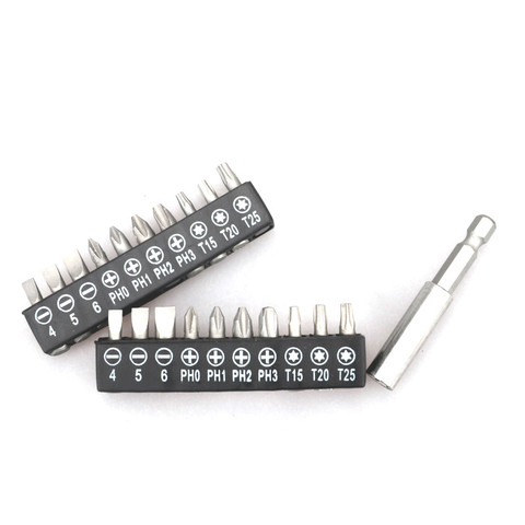 10 Pcs set 6.35mm 1/4 Inch Hex Torx Slotted Phillips Screwdriver Bits For Screwdriver Set Steel Metal Screw with Extension bar ► Photo 1/5