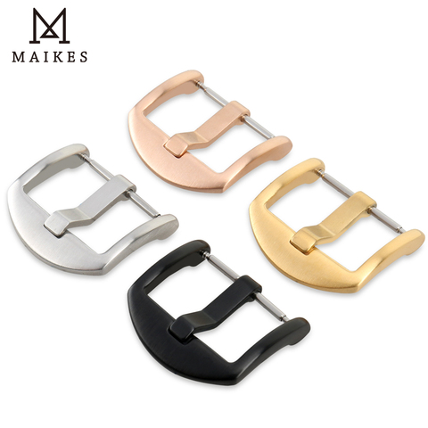 MAIKES Stainless Steel Watch Buckle 16mm 18mm 20mm 22mm 24mm Leather Strap Watch Clasp Black Rose Gold ► Photo 1/6