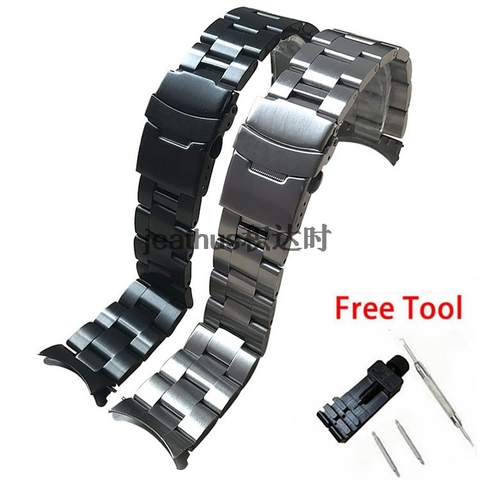 jeathus watchband stainless steel bracelet chain wrist watchband arc joint width 22mm for casio eqs-500 DC citizen BM8475 ect ► Photo 1/6