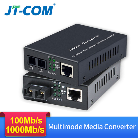Gigabit Ethernet Fiber Media Converter with a Built-in 1Gb Multimode SC Transceiver, 10/100/1000M RJ45 to 1000Base-LX, up to 2km ► Photo 1/6