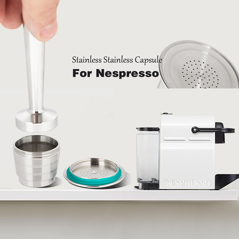 Nespresso Refillable Coffee Capsule Pod Stainless Steel Espresso Coffee Filter Tamper Capsule Reutilisable Coffeeware Gift 4PCS ► Photo 1/6