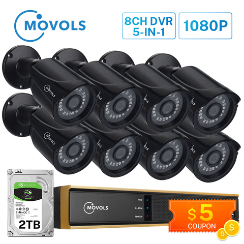 Movols 8CH CCTV Camera System 8PCS 1080p Security Surveillance Camera DVR Kit Waterproof Outdoor Home Video Surveillance System ► Photo 1/6