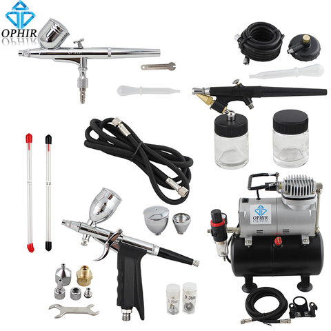 OPHIR Pro Airbrush Kit with Air Tank Compressor for Car Paint Body  Temporary Tattoo Compressor Air-brush Set_AC090+004A+071+069 ► Photo 1/5