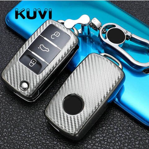 Tpu Carbon Filber Car Key Case Cover For VW Volkswagen Polo Tiguan Passat B5 B6 B7 Golf 4 5 6 MK6 Jetta Lavida For Skoda Octavia ► Photo 1/6