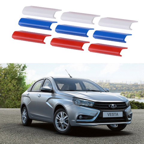 9Pcs Plastic Car Front Grille Grill Cover Trim Russia Flag Color Fit for LADA Granta Largus Kalina Niva Priora Smara X-Ray Vesta ► Photo 1/6