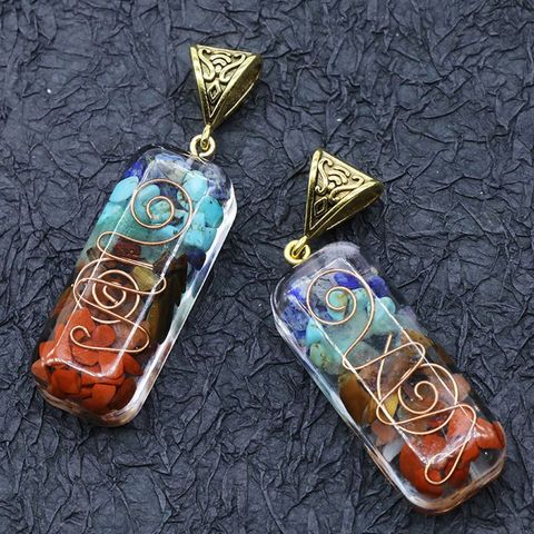 7 Chakras Crystals Stones Orgone Pendant Energy Orgonite Hex Chakra Necklace 1pc ► Photo 1/6