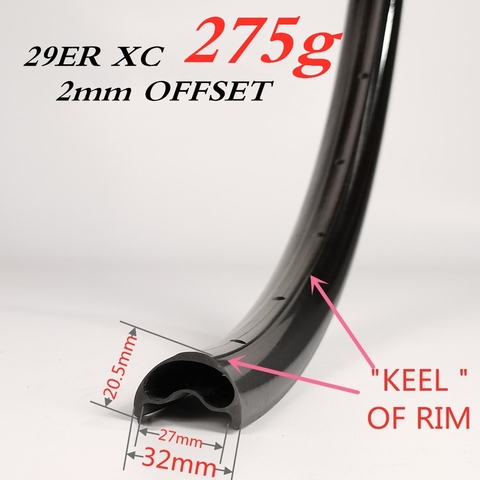 29er XC275g 32mm Width 20.5mm Depth Asymmetry Carbon MTB Mountain Bicycle Tubeless Rim Roue Vtt Lifetime Warranty ► Photo 1/6