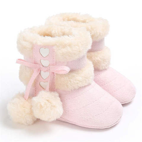 2022 Winter Snow Baby Boots 7-Colors Warm Fluff Balls Indoor Cottton Soft Rubber Sole Infant Newborn Toddler Baby Shoes ► Photo 1/6