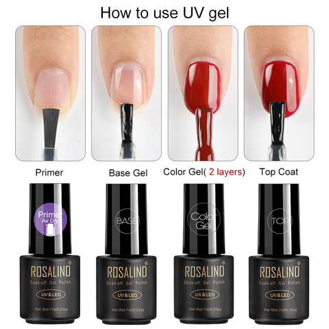 ROSALIND Gel Nail Polish Top Base Coat Long Lasting Reinforce 7ml Transparent Manicure UV Primer Gel Lacquer Nail Art Base Coat ► Photo 1/5