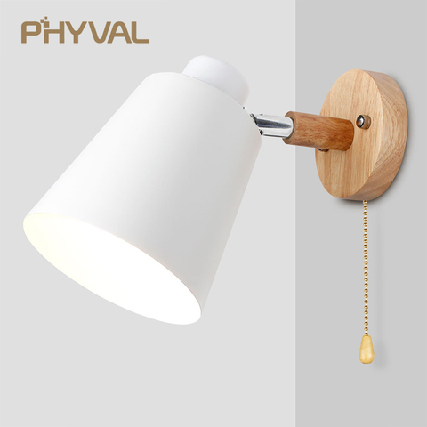 Wall Lamps With Switch Bedside Wall Light Modern Wall Sconce Nordic For Bedroom Macaroon 6 Color Steering Head E27 85-285V ► Photo 1/1