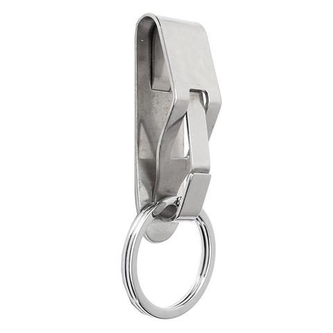 1 Pcs New Silver Alloy Keychain Outdoor Men's Belt Lock Loop Clasp Hook EDC Single Tactical Tool ► Photo 1/6