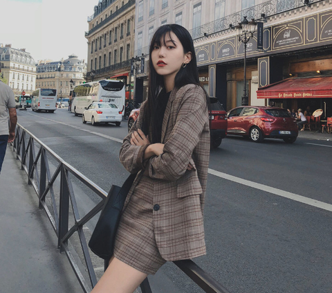 plaid skirts suits Girls Female Vintage Autumn elegant Women's