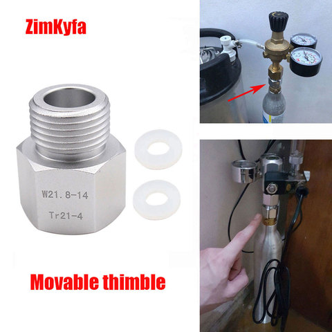 SodaStream Cylinder Adapter Converter to W21.8 Aquarium Fish or Homebrew Beer Corny Keg Co2 Tank Regulators Movable thimble ► Photo 1/6