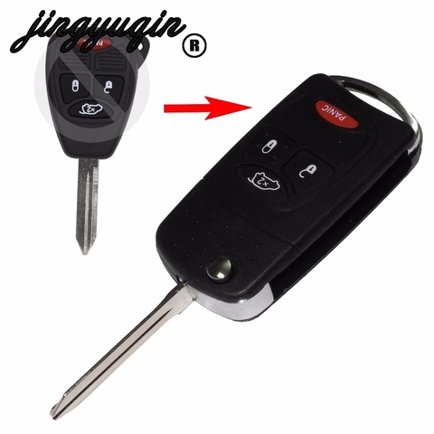 jingyuqin Remote Flip Folding Key Shell Case For Chrysler Sebring Pacifica Dodge Avenger Nitro Jeep Wrangler Liberty 3 +1 Panic ► Photo 1/3