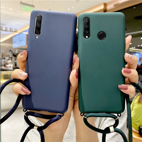 candy color silicone strap lanyards case on for huawei p smart pro plus Z S psmart 2022 soft tpu matte back cover ► Photo 1/6