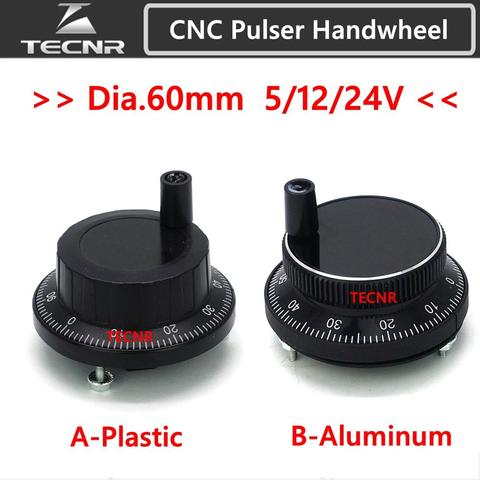 high quality 60mm cnc pulser electronic handwheel 5V 12V 24V 4 6 pin pulse 25 100 Manual Pulse generator rotary encoder TECNR ► Photo 1/5