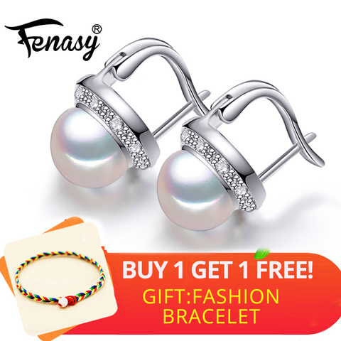 FENASY Natural Freshwater Pearl Earings Fashion Jewelry Korean Style Statement Boho 925 Sterling Silver Stud Earrings For Women ► Photo 1/6