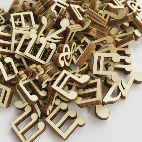 100 pcs/bag Laser Cut Wood Music Note Embellishment Christmas Wooden Shape Craft Wedding Decor Party  DIY Baby Shower Decoration ► Photo 1/6