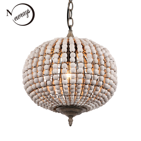 Europe Loft vintage country ball wooden bead pendant lights E27 led hanging lamp modern for living room hotel kitchen restaurant ► Photo 1/1