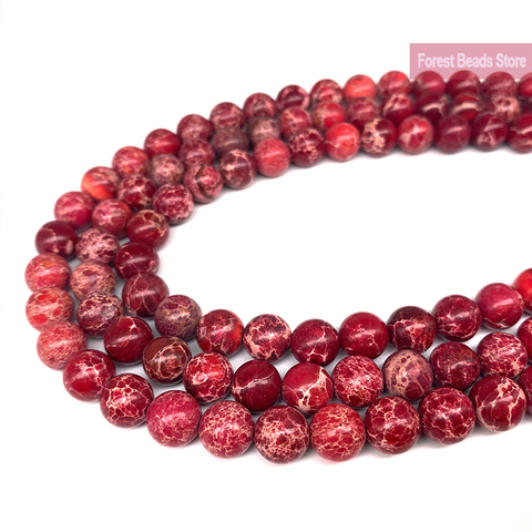 Natural Red Sea Sediment Turquoises Imperial Jaspers Round Beads Diy Bracelet Necklace for Jewelry Making 15