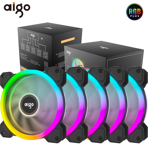 Aigo DR12 Pc Case Fan Adjust RGB Cooling Fan 120mm Quiet IR Remote Computer Cooler Cooling RGB Case Fan CPU Ventilador PC 12V ► Photo 1/6