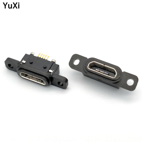 2pcs Micro USB 5pin Charging Jack Socket Dock Port 5P IP67 Waterproof Female Connector With Screw Hole ► Photo 1/6