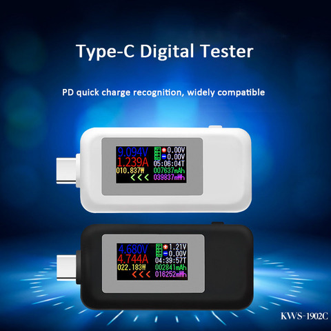 Type-C USB Tester Color Display 10 in 1 4-30V Voltage Meter Timing Ammeter Digital Monitor Cut-off Power Indicator Charger Teste ► Photo 1/6